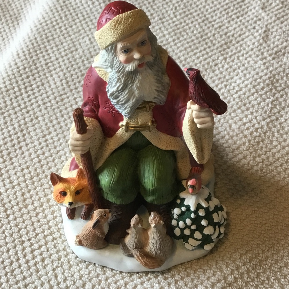 Lenox Santa Woodland Ornament Figurine - Red and Green Holiday Decor